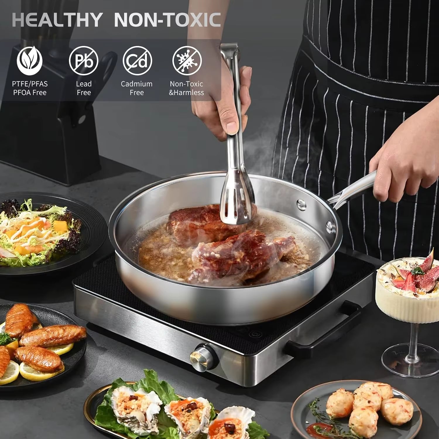 Elevate Your Cooking Experience with Our 16-Piece Non-Toxic Stainless Steel Pots and Pans Set - Complete with Steamer and Utensils!