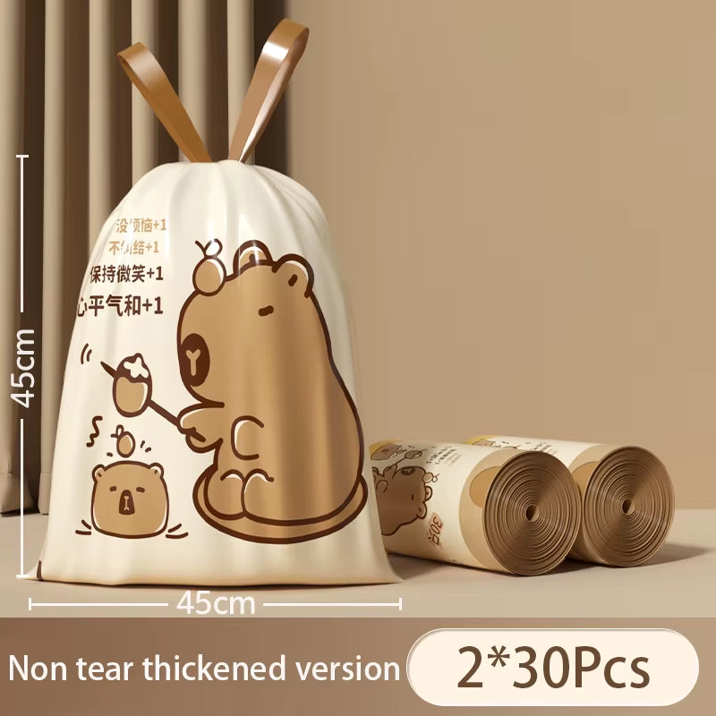 Thickened Tear-Free Drawstring Garbage Bag Portable Large Kitchen Cleaning Bag Household Essential