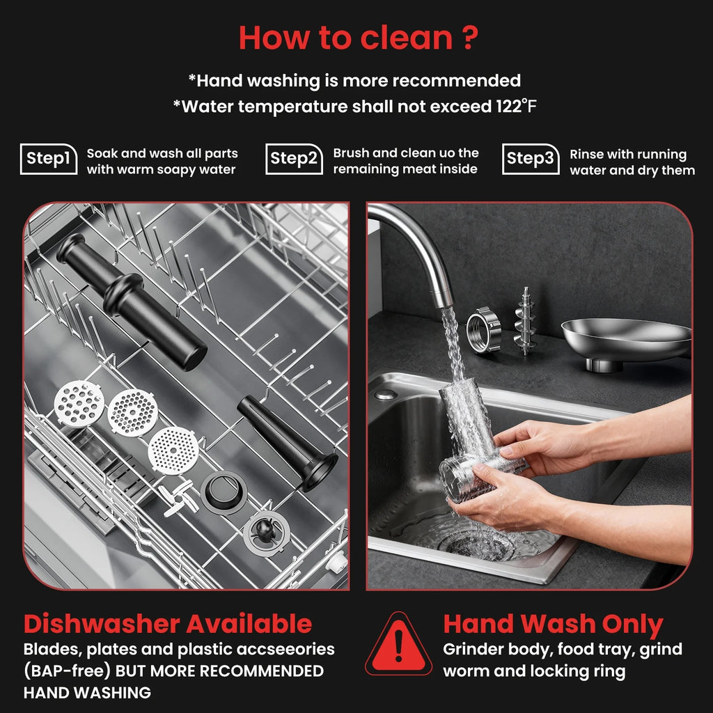 Meat Grinder, 2 Adjustable Speed 2400W Max Electric Meat Grinders for Home Use, Sausage Stuffer, ETL Approved(Black)