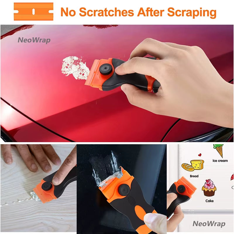 Effortlessly Remove Stickers and Glue with the NeoWrap Car Glass Scraper - Razor Blade Tool for Windows and Ceramic Hobs