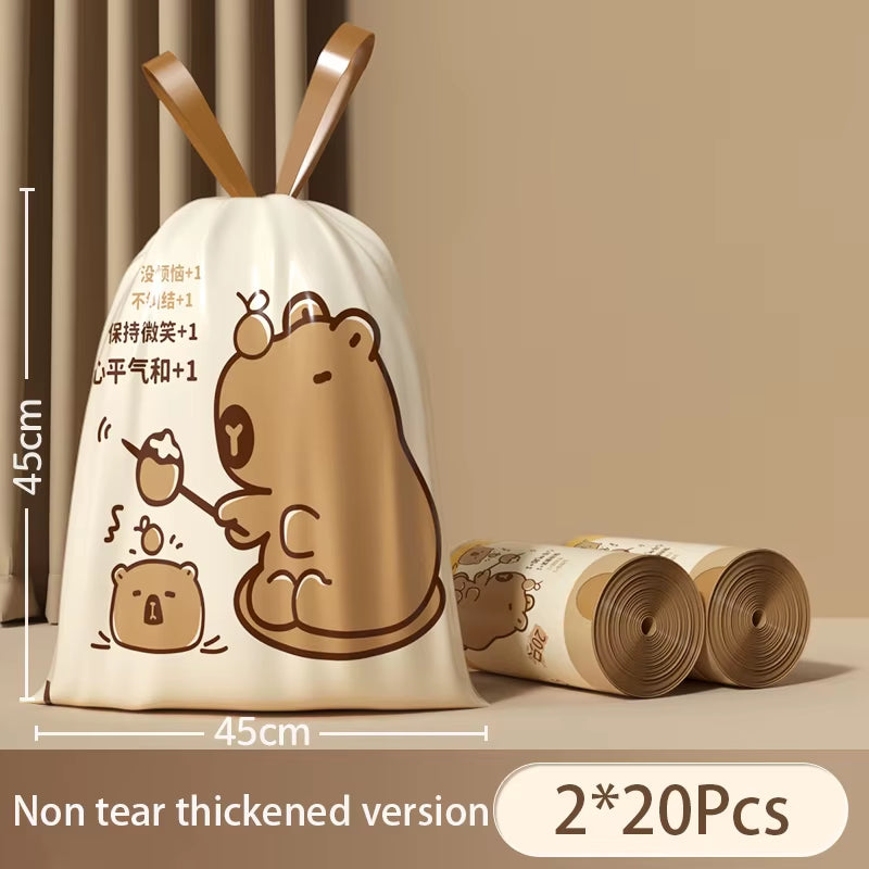 Thickened Tear-Free Drawstring Garbage Bag Portable Large Kitchen Cleaning Bag Household Essential