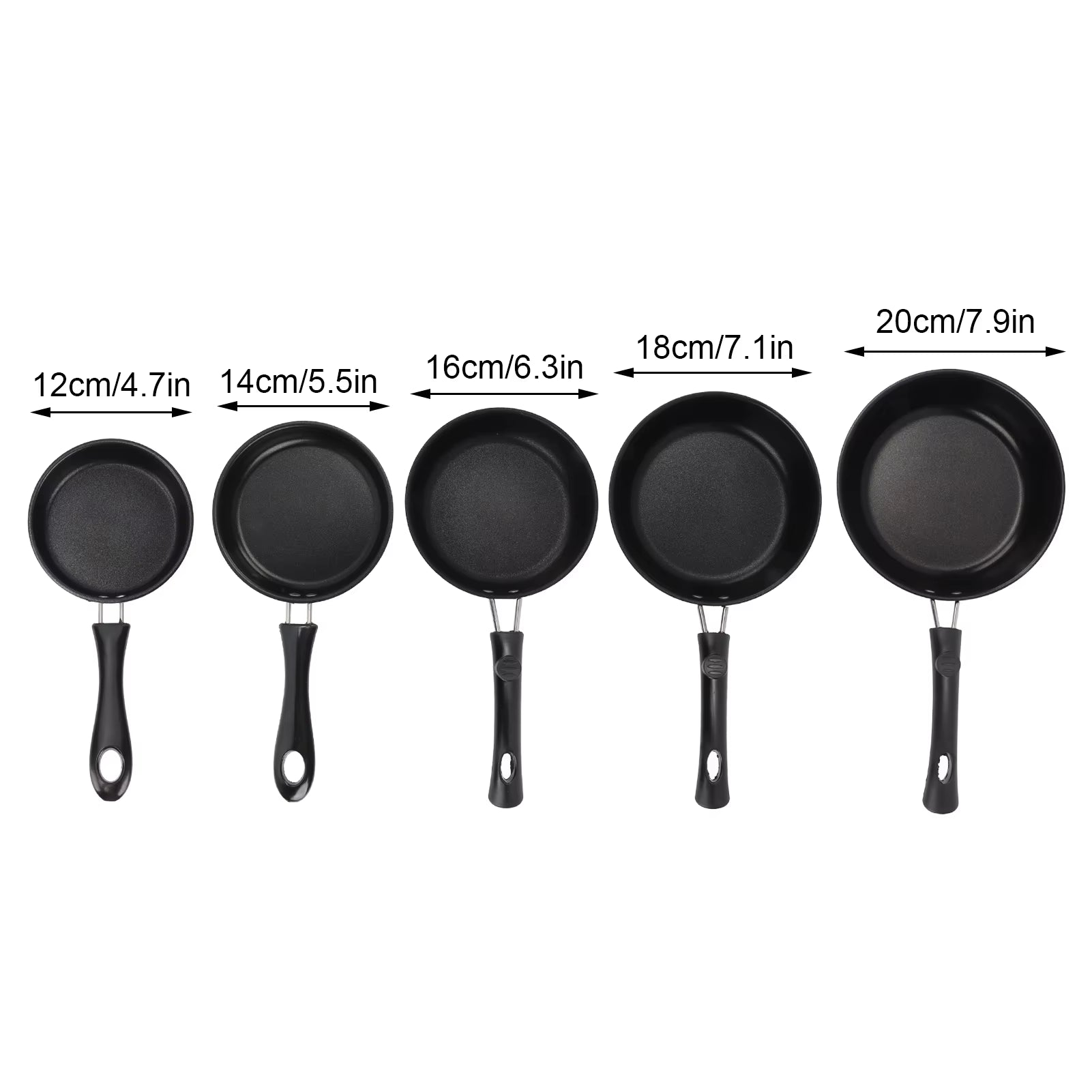 1PC 12-20Cm Mini Frying Pan Non-Stick Thickened Stainless Steel Frypan Pot Fried Eggs Saucepan Gas/Induction Kitchen Cookware ﻿