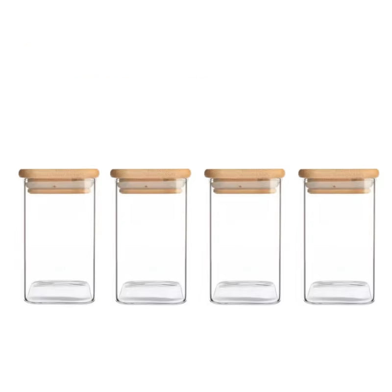 1/2/4/8Pcs, 10Oz Glass Jars with Airtight Lids, Candy Jars, Food Storage Containers with Bamboo Lids, Clear Jars