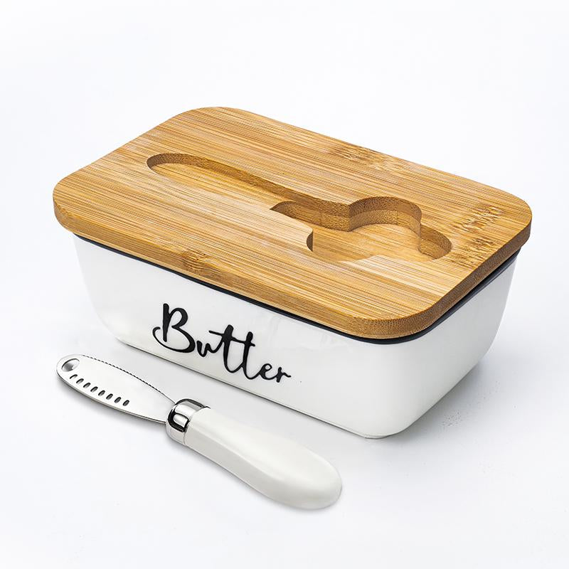 Elegant Butter Dish with Lid and Curler Knife - Double Silicone Sealed Container for Fresh, Spreadable Butter - Perfect Kitchen Decor and Gift