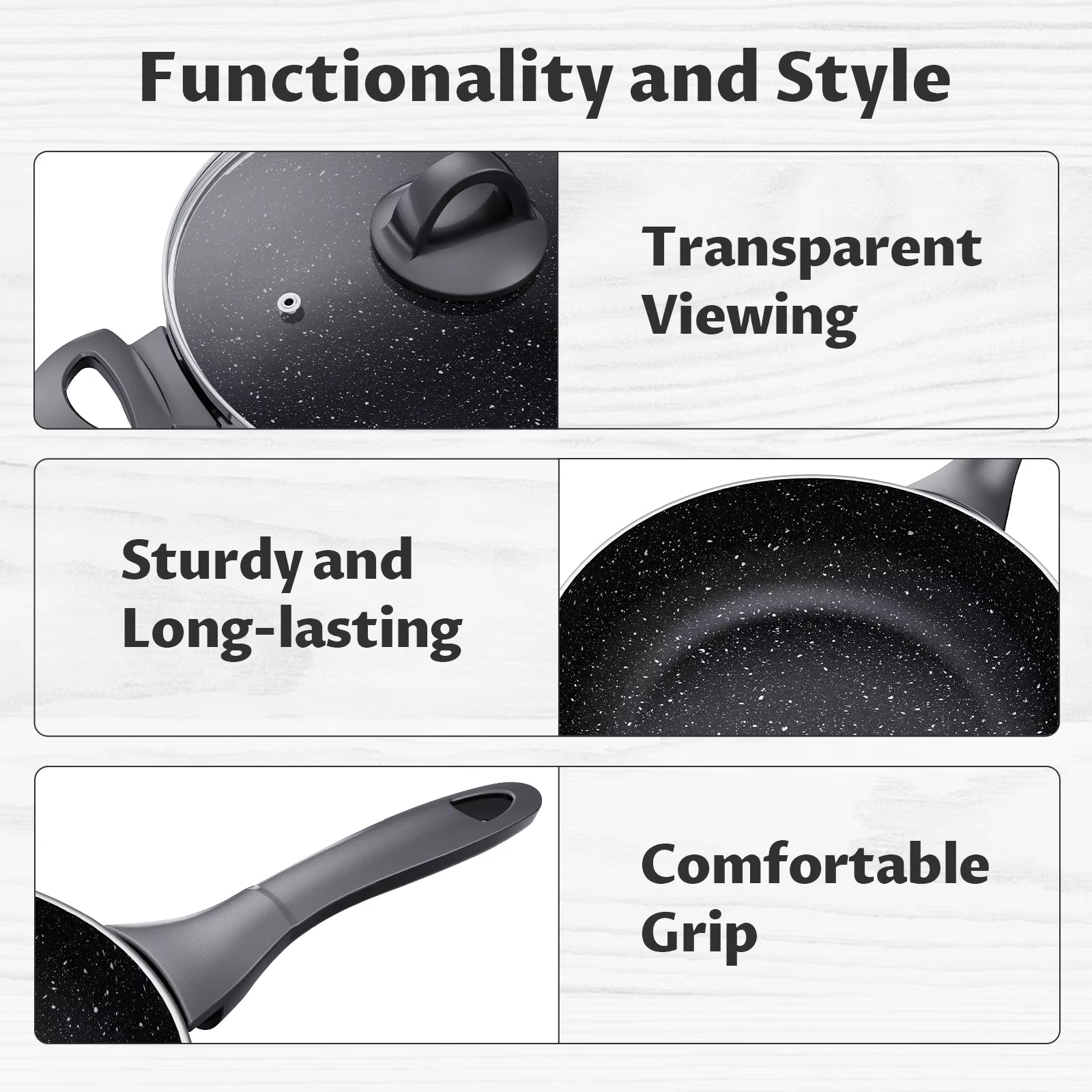 Induction Cookware Pots and Pans Set 10 Piece,  Dishwasher Safe Nonstick Cooking Pans, Stay-Cool Bakelite Handle