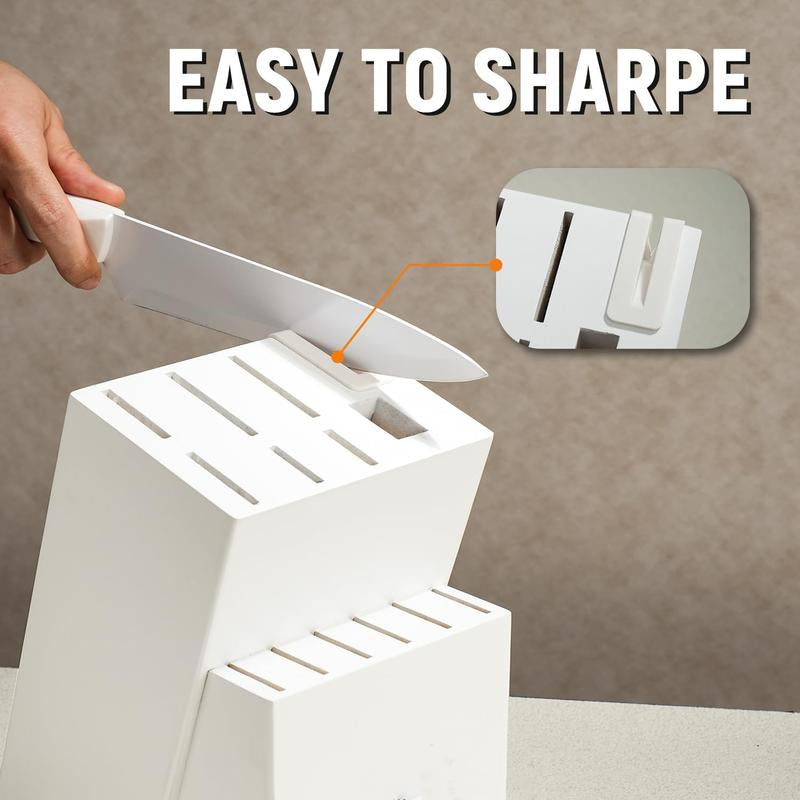 Elevate Your Culinary Skills with the 15-Piece Self-Sharpening Kitchen Knife Set - Rustproof Stainless Steel with Ergonomic Anti-Slip Handles