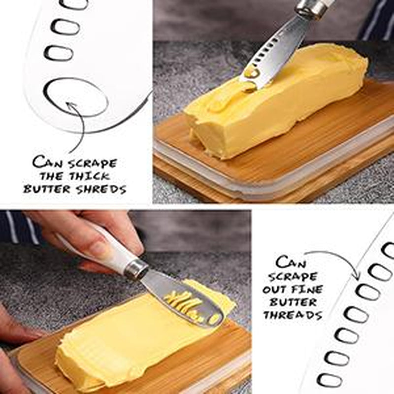 Elegant Butter Dish with Lid and Curler Knife - Double Silicone Sealed Container for Fresh, Spreadable Butter - Perfect Kitchen Decor and Gift